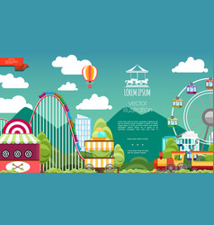 Flat amusement park template Royalty Free Vector Image
