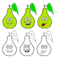 Green pear with happy face Royalty Free Vector Image