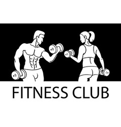 Man and woman fitness template gym club logotype Vector Image