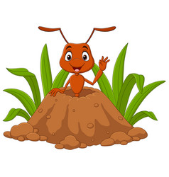 Anthill in forest land Royalty Free Vector Image