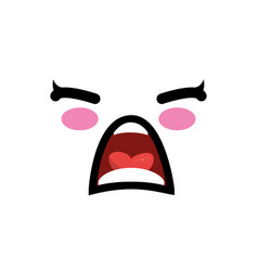 Sad face kawaii character icon Royalty Free Vector Image