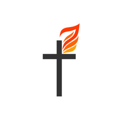 Cross jesus flame fire Royalty Free Vector Image