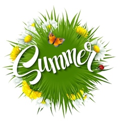 Fresh summer background with grass dandelions and Vector Image