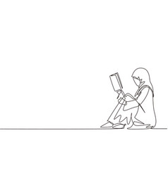 Continuous one line drawing young arabian lady Vector Image