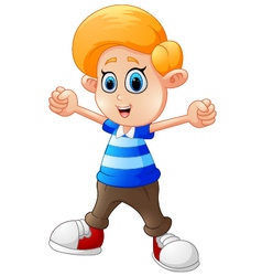 Cute boy cartoon giving thumb up Royalty Free Vector Image