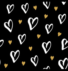 Heart Symbol Seamless Pattern Hand Drawn Sketch Vector Image