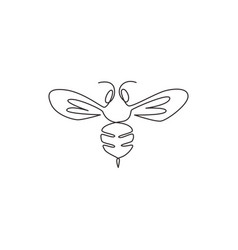 Single continuous line drawing decorative bee Vector Image