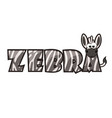 letter z and a cute cartoon zebra kids english vector image vector image