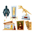 set cartoon pictures of museum with exhibit pod vector image