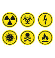 warning signs set - danger radiation biohazard vector image vector image
