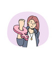 woman with feminism sign on hand vector image