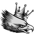 monochromatic eagle head with crown on white vector image vector image