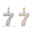 hand drawn cartoon characters - birthday candle 7 vector image