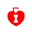 red heart shaped lock with a bone keyhole vector image