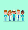 team doctors nurse and medical workers holding vector image vector image
