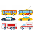 city transportation set with bus trolley and taxi vector image