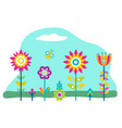 plants growth in garden beautiful flowers blossom vector image