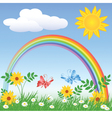 rainbow spring meadows vector image