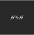monogram letter n logo design wavy ribbons lines vector image