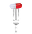 silver fork with pill 3d vector image vector image