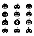 collection of halloween pumpkin silhouette vector image vector image