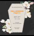 halloween party coffin invitation card square vector image