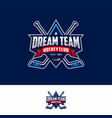 hockey logo and badge on dark background vector image