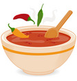 bowl hot chili soup vector image vector image
