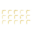 gold corner border floral flower frame set hand vector image