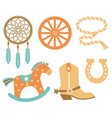 set of cowboy objects vector image vector image