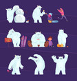 yeti characters cartoon set vector image