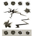 bullet holes cracks and slashes set vector image