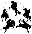 cowboys on horse silhouettes vector image