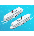 isometric old paddle steamer ship on the river vector image