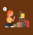 sad woman sitting with her shopping bags vector image
