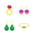 set of cartoon jewelry accessories vector image