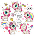 cute cartoon unicorns isolated on a white vector image