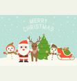 merry christmas typography and cute character vector image
