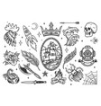monochrome tattoos set vector image vector image