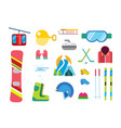 winter sport icons set ski snowboarding vector image