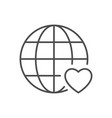 world and heart line icon vector image