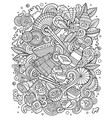 cartoon sketchy doodles japan food vector image