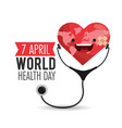 happy heart with stethoscope to health day vector image vector image