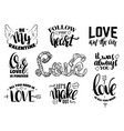 st valentines day set quotes with hand written vector image