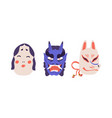 set traditional japanese ritual noh theatre vector image