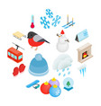winter elements icons set isometric 3d style vector image