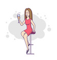 woman in the bar flat line on a white background vector image
