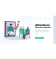 man watching drawing workshop online vector image vector image