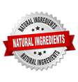 natural ingredients 3d silver badge with red vector image