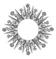 hand drawn etching style frame in a shape of sun vector image